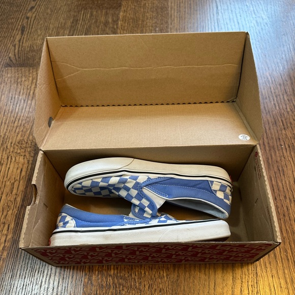 vans slip ones in blue checkered print in women’s size 7.5/men’s size 6 - Picture 3 of 4